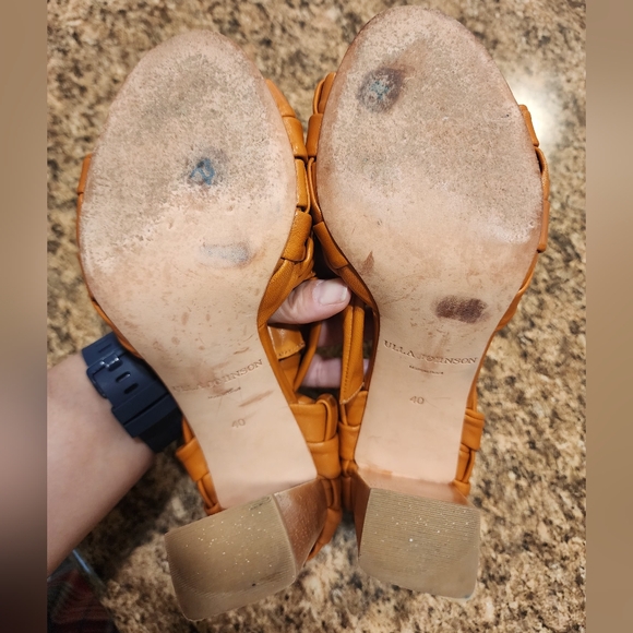 ULLA JOHNSON Braided Leather Ankle-Tie Wood-Heel Sandals - Tan - Size 40/10 - Picture 8 of 10